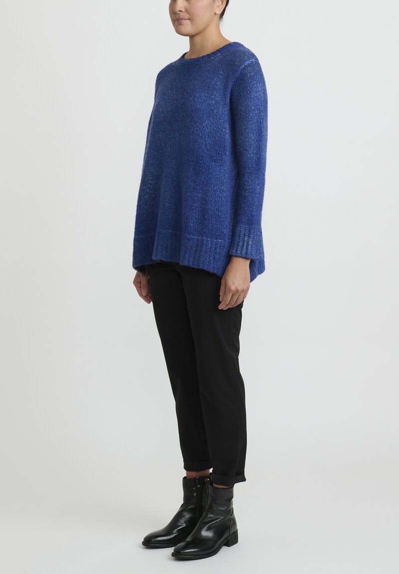 Avant Toi Hand Painted Side Slit Sweater in Nero Ocean Blue	