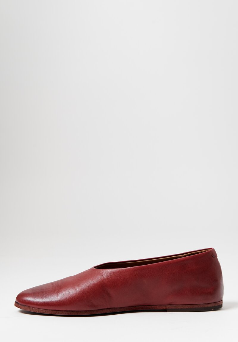 Marsell Leather Coltellaccio Ballerina Flat in Sangue Red