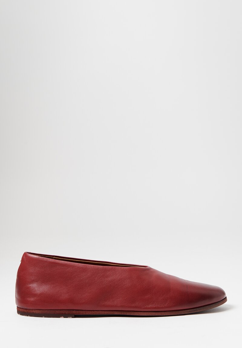 Marsell Leather Coltellaccio Ballerina Flat in Sangue Red
