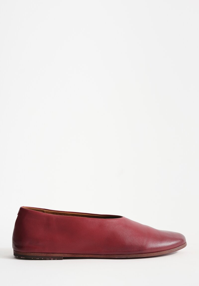 Marsell Leather Coltellaccio Ballerina Flat in Sangue Red