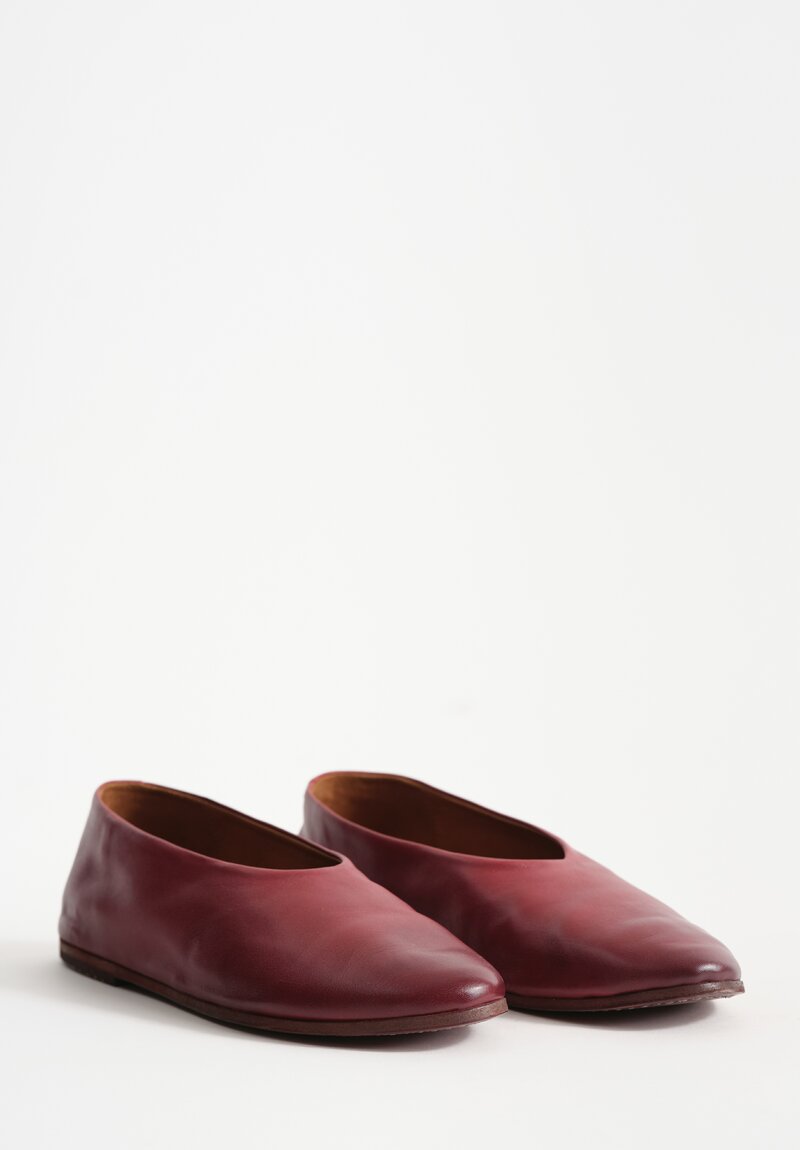 Marsell Leather Coltellaccio Ballerina Flat in Sangue Red