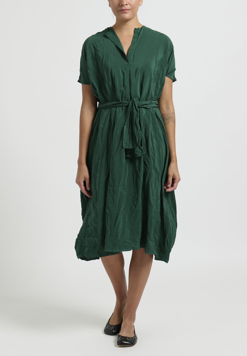 Daniela Gregis Washed Silk Dress in Verde Green	