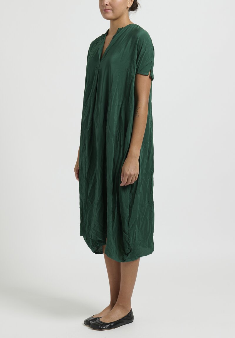Daniela Gregis Washed Silk Dress in Verde Green	