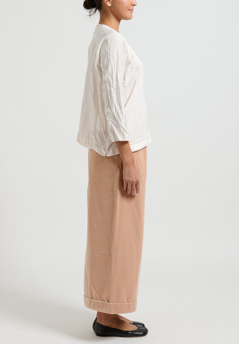 Daniela Gregis Cotton Velvet Wide Leg ''Pigiama'' Pants in Cipria Light Pink	