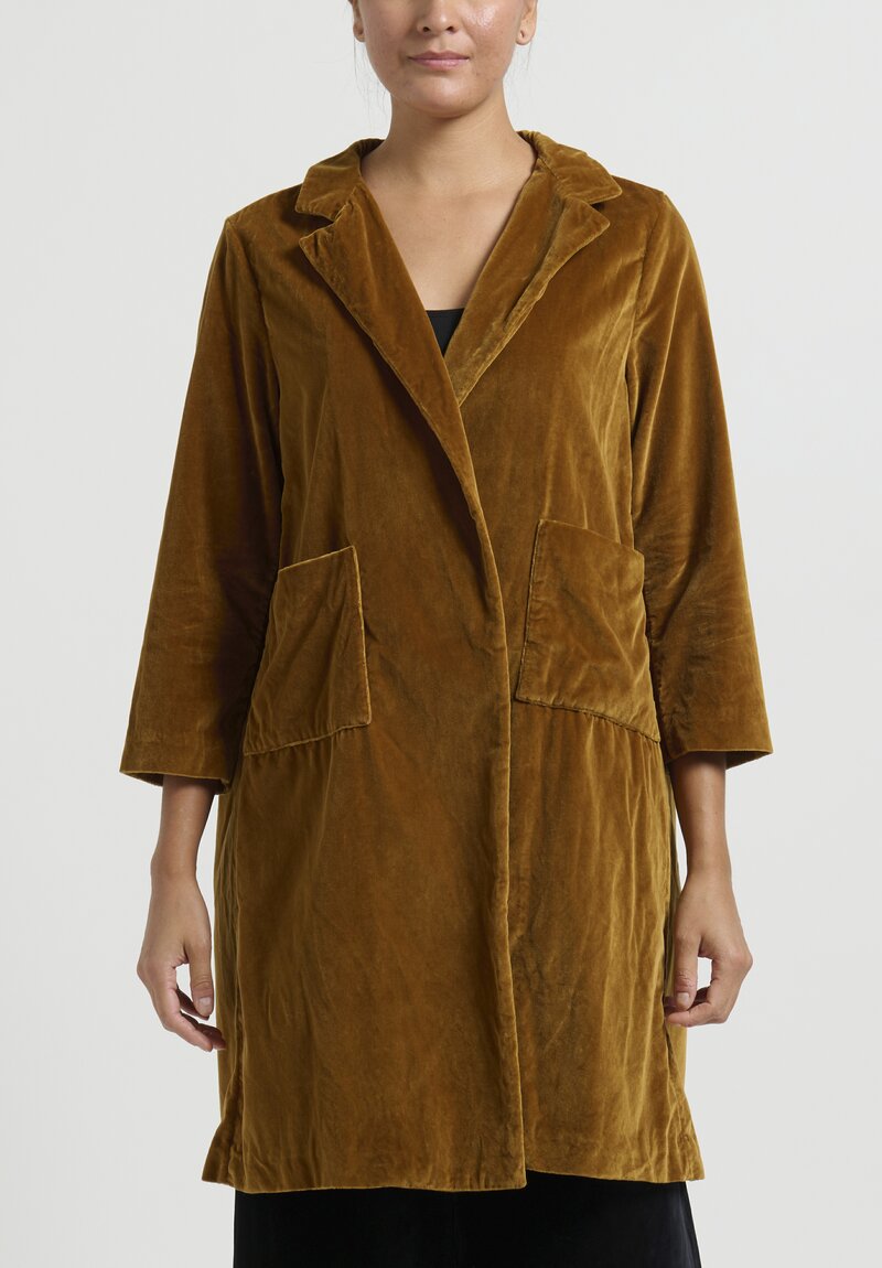 Daniela Gregis Cotton Velvet Coat in Cannella Brown	