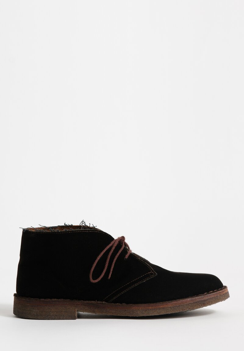 Daniela Gregis Cotton Velvet Polacchino Short Ankle Boot in Moro Brown	