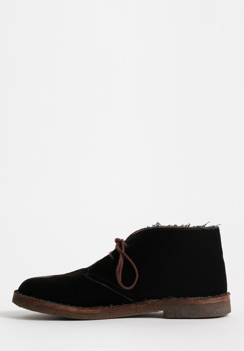 Daniela Gregis Cotton Velvet Polacchino Short Ankle Boot in Moro Brown	