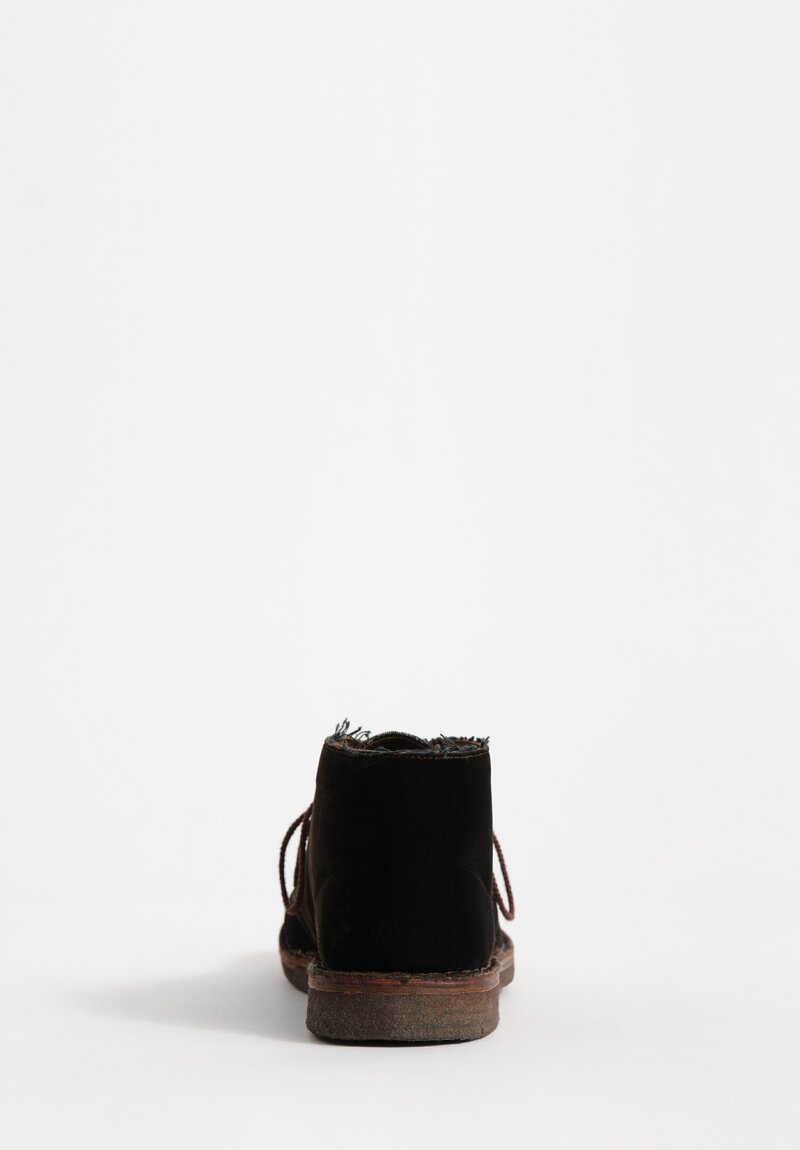 Daniela Gregis Cotton Velvet Polacchino Short Ankle Boot in Moro Brown	