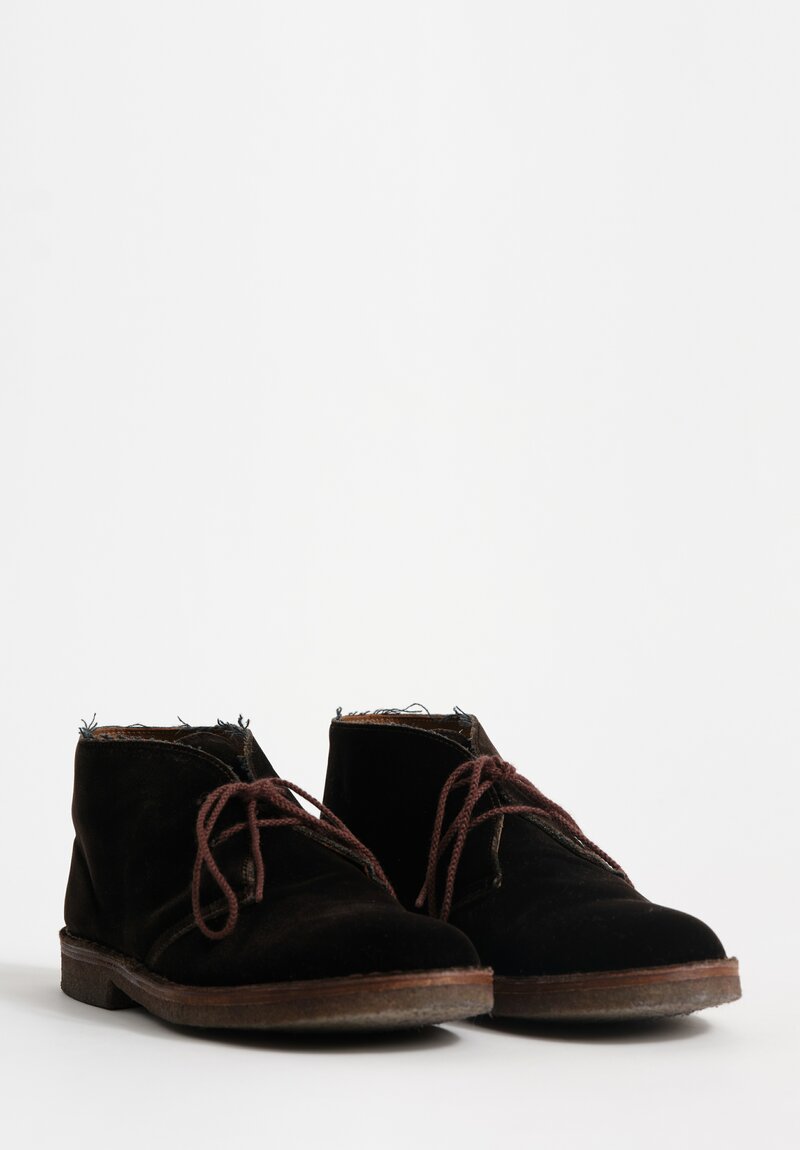 Daniela Gregis Cotton Velvet Polacchino Short Ankle Boot in Moro Brown	