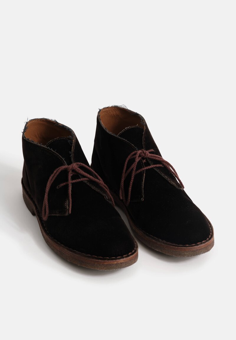 Daniela Gregis Cotton Velvet Polacchino Short Ankle Boot in Moro Brown	