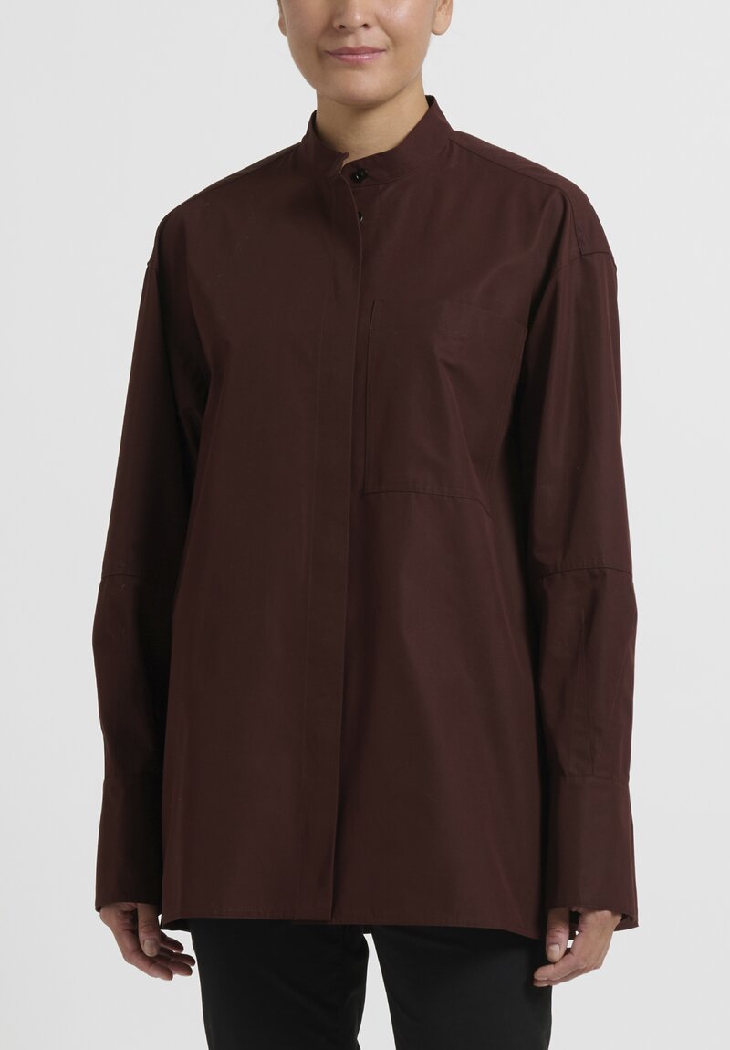 Jil Sander Organic Cotton Poplin W Shirt in Brown