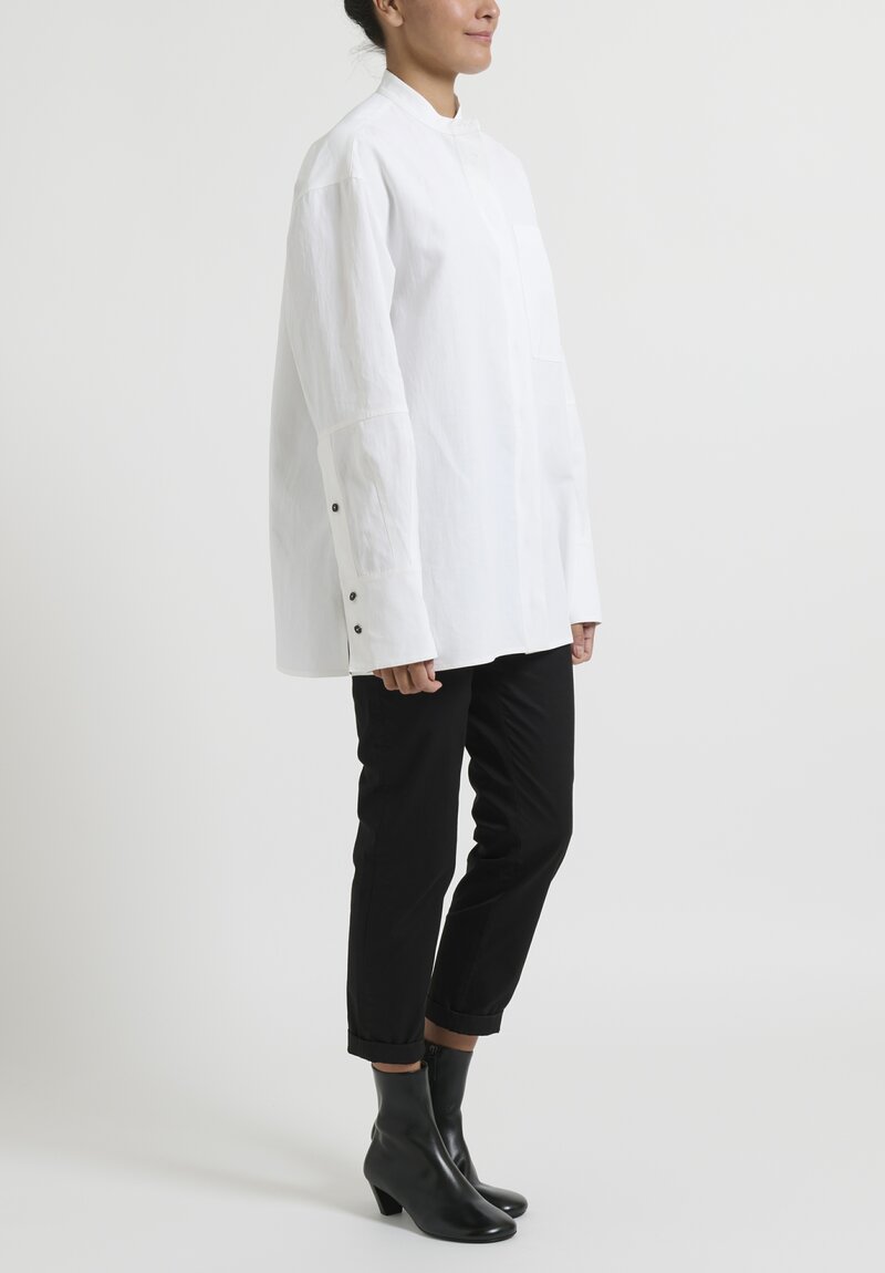 Jil Sander Pigment Coated Linen W Shirt in White