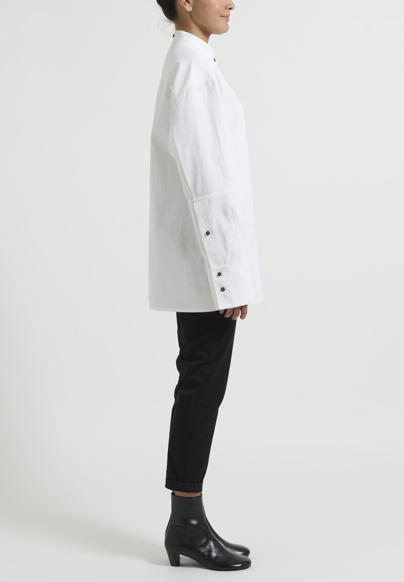 Jil Sander Pigment Coated Linen W Shirt in White