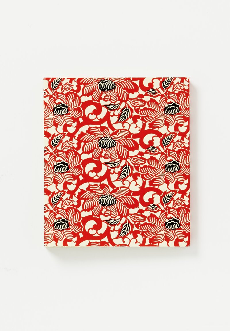 Elam Handprinted Japanese Chiyogami Paper Notebook Dahlia Rouge Red	