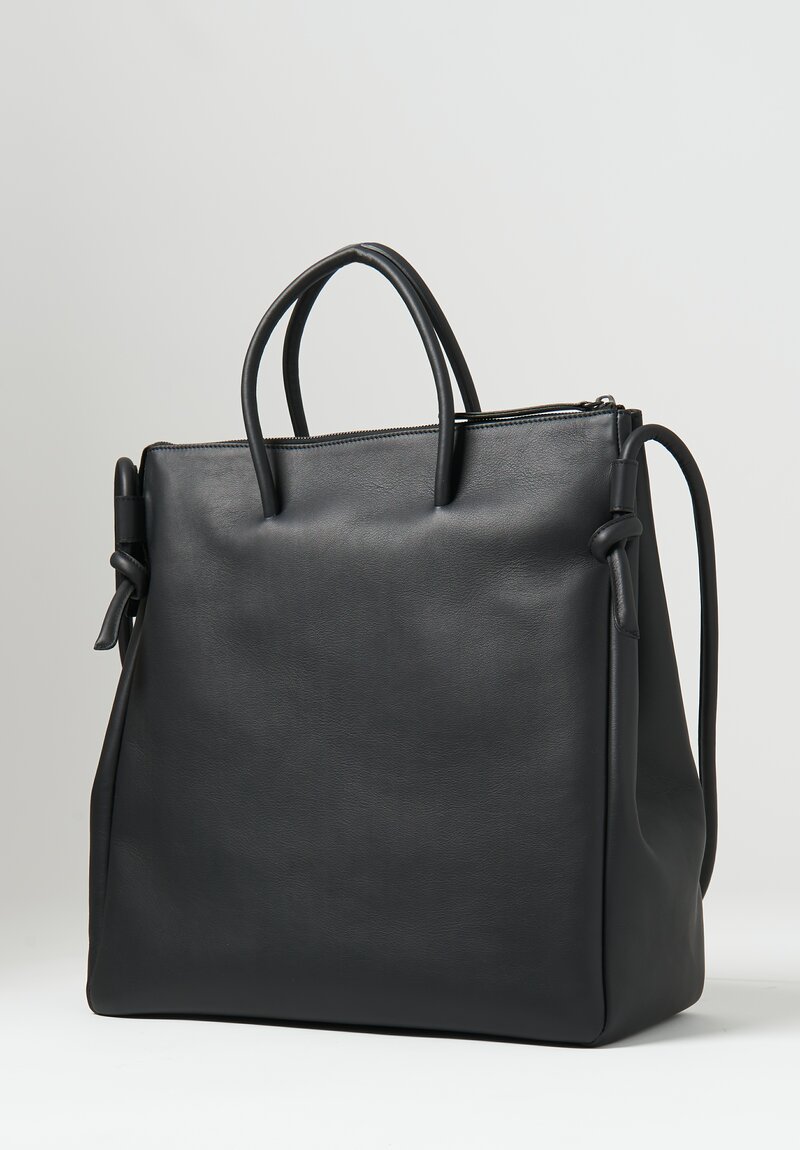 Marsell Leather Sacco Grande Handbag Nero Black	