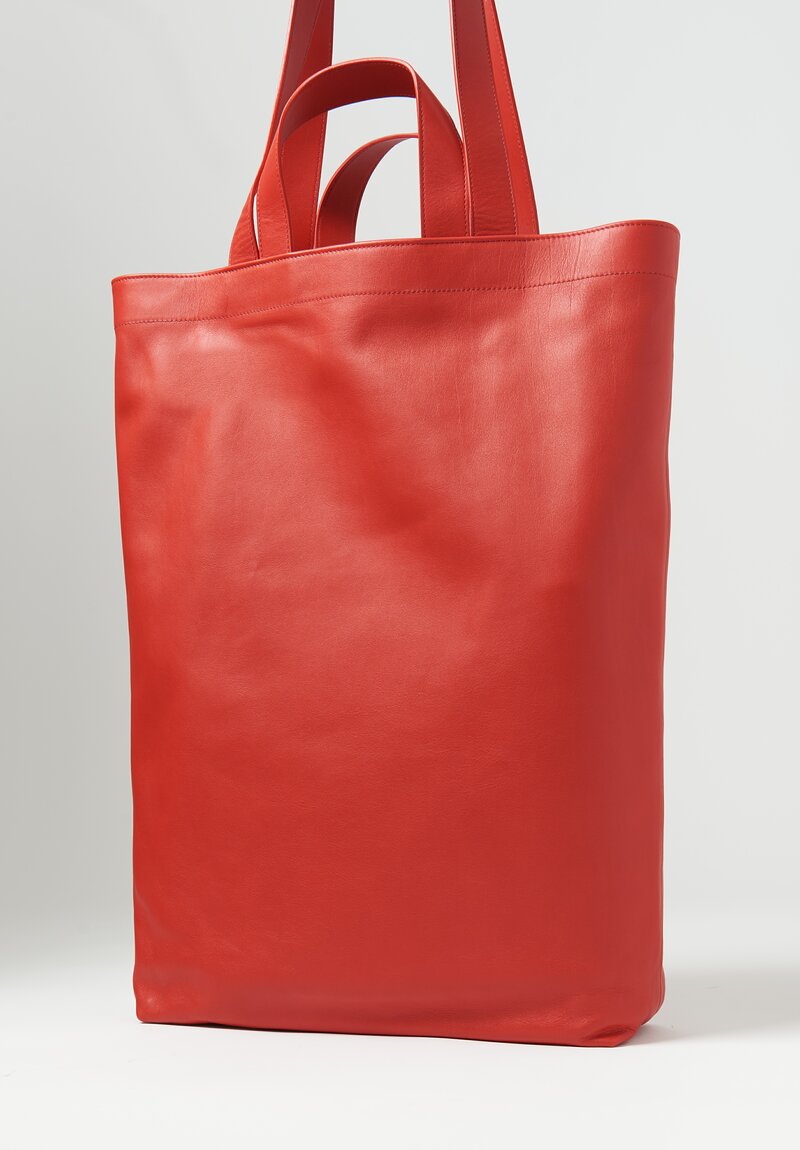 Marsell Leather Sporta Shopper Bag Rosso Red	