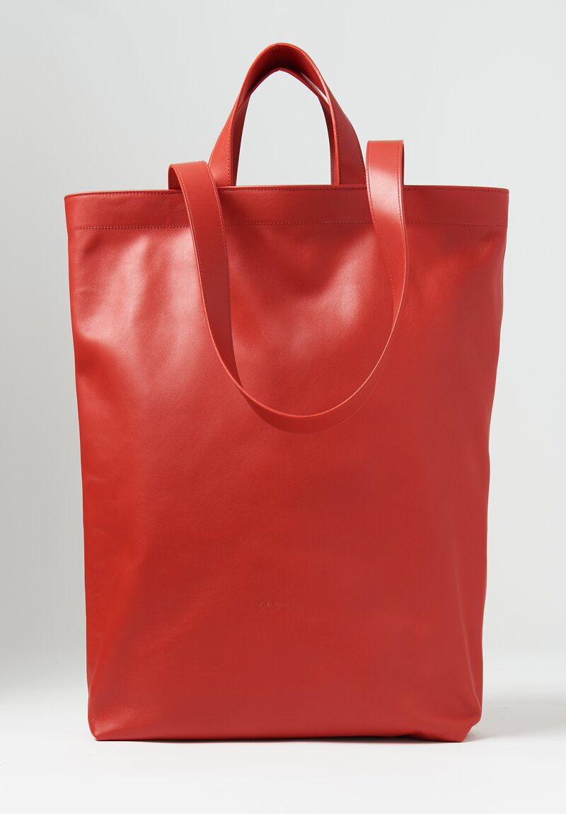 Marsell Leather Sporta Shopper Bag Rosso Red	