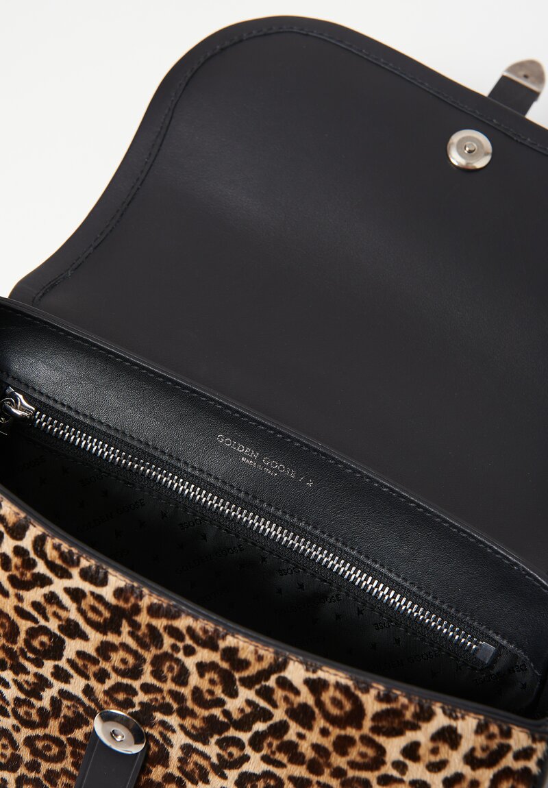 Golden Goose Medium Rodeo Shoulder Bag in Leopard Print and Black	
