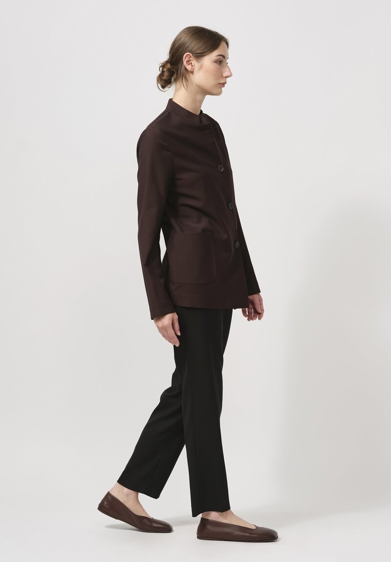 The Row Wool Theodora Jacket in Dark Chocolate Brown