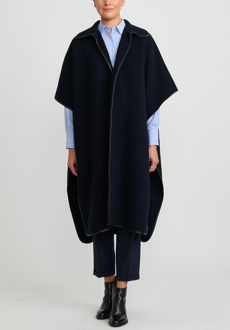 Antonelli Wool ''Gin Tonic'' Poncho in Navy Blue	