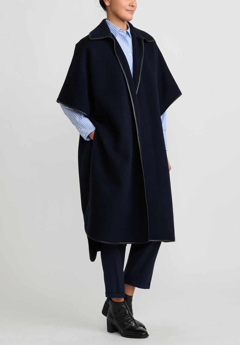 Antonelli Wool ''Gin Tonic'' Poncho in Navy Blue	
