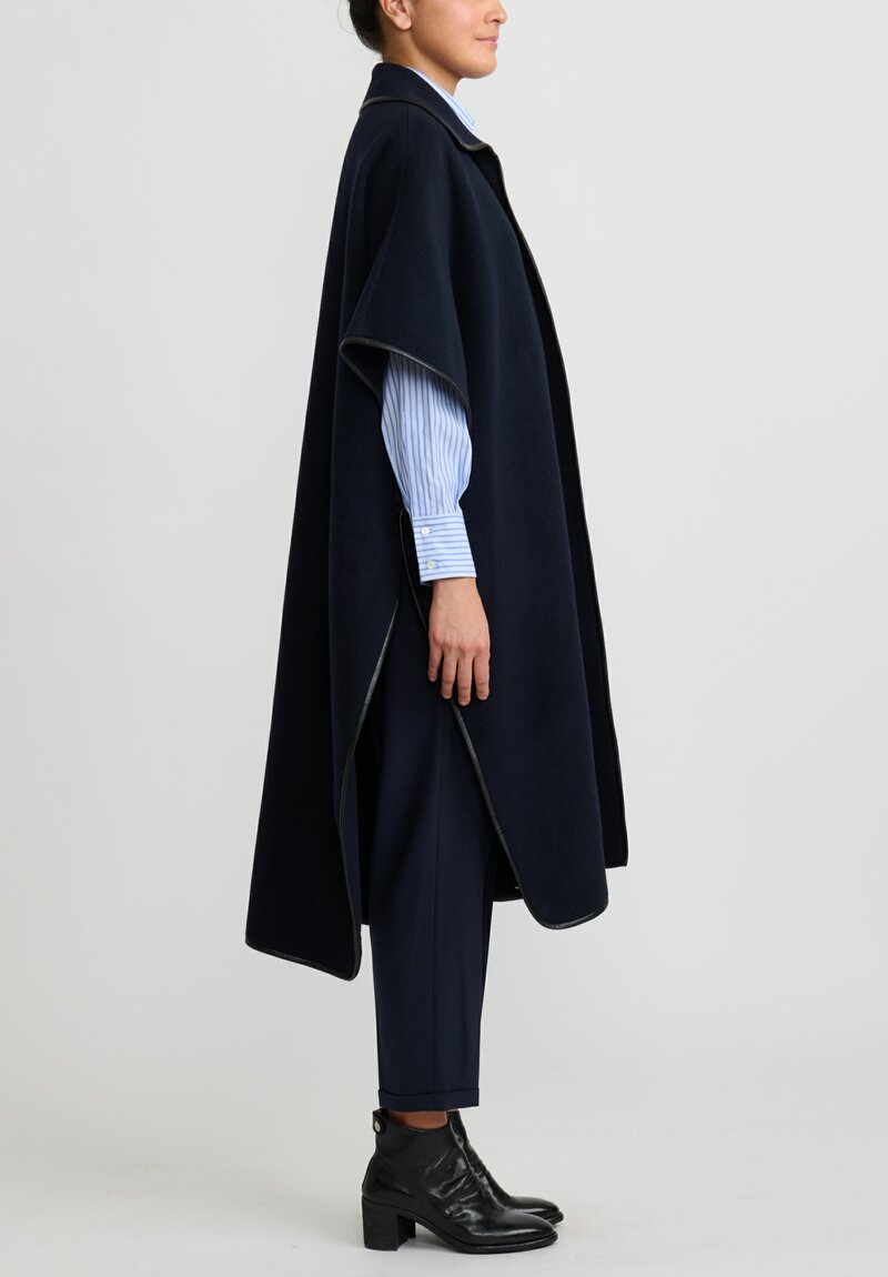Antonelli Wool ''Gin Tonic'' Poncho in Navy Blue	