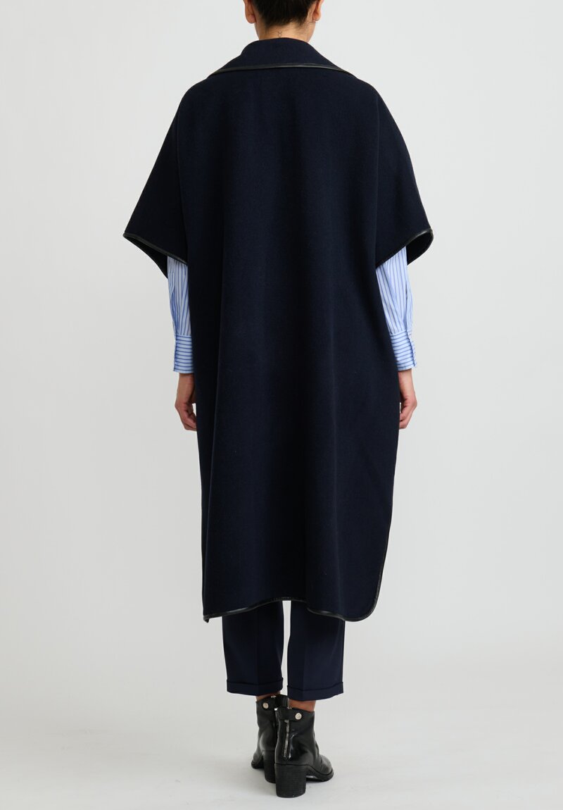 Antonelli Wool ''Gin Tonic'' Poncho in Navy Blue	