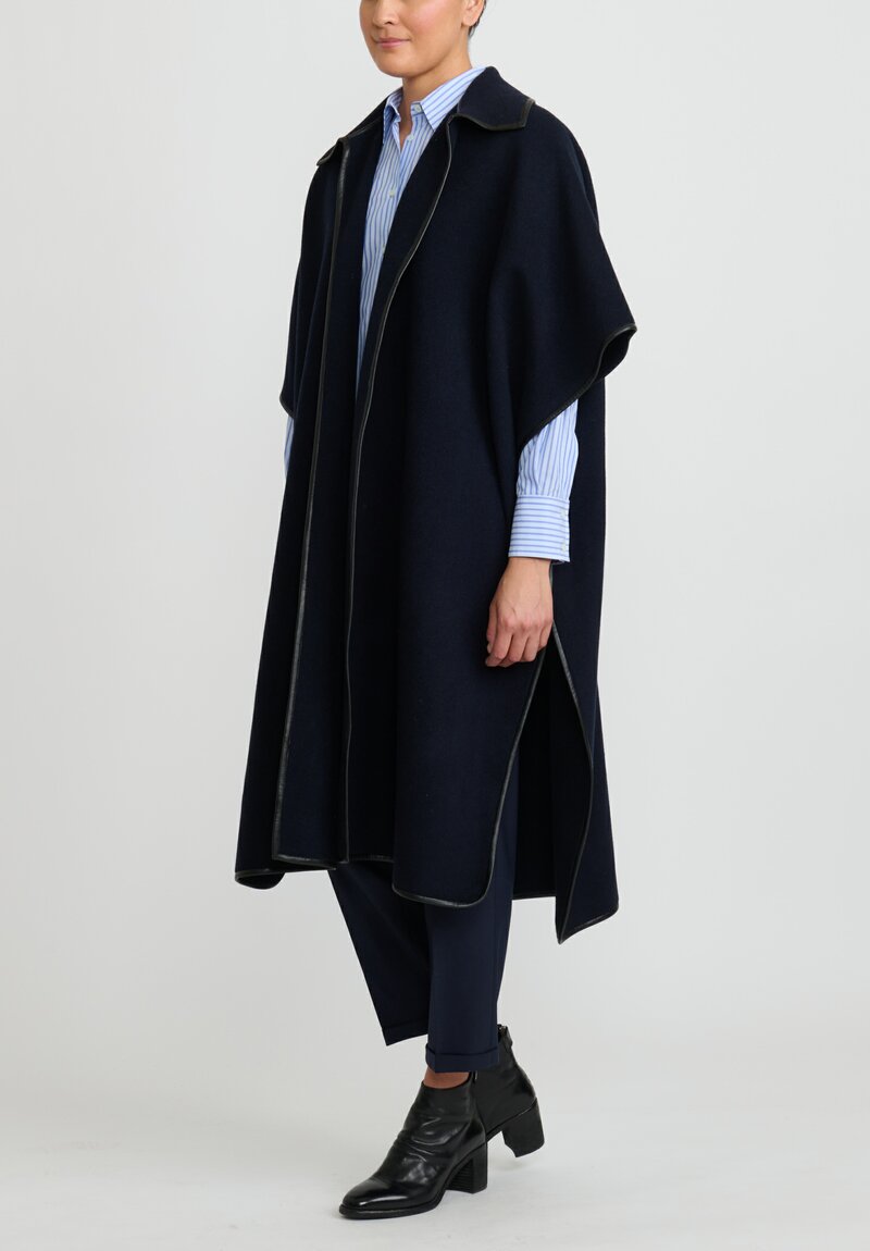Antonelli Wool ''Gin Tonic'' Poncho in Navy Blue	
