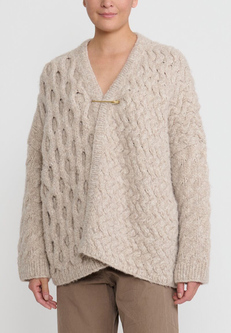 Lauren Manoogian Hand-Knit Aran Cardigan in Aspen Tan