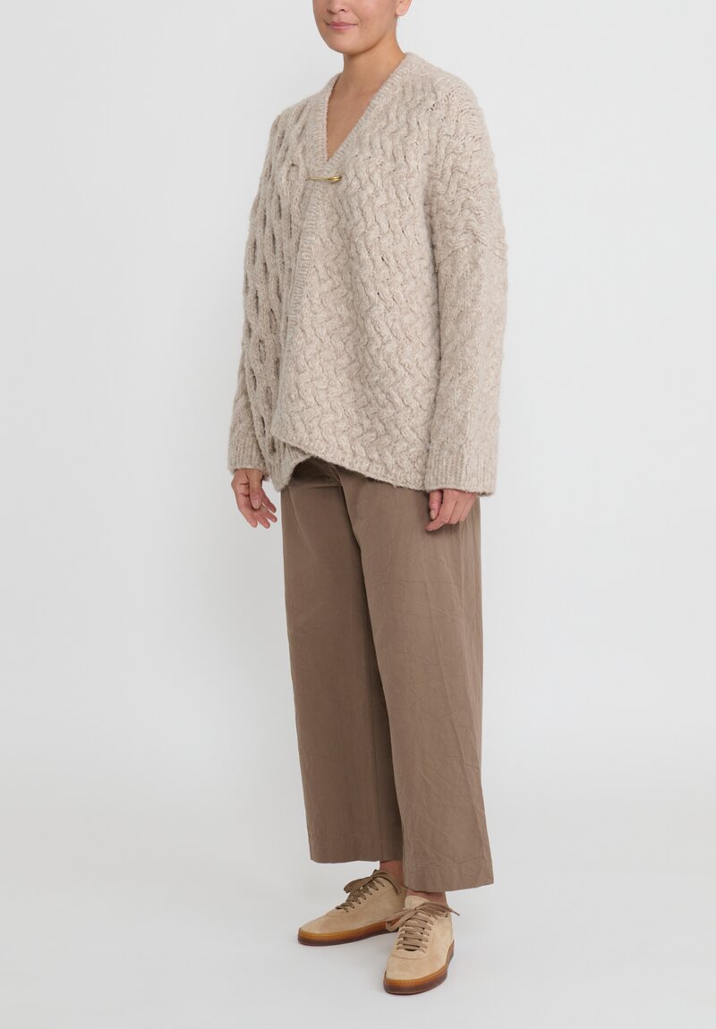 Lauren Manoogian Hand-Knit Aran Cardigan in Aspen Tan | Santa Fe