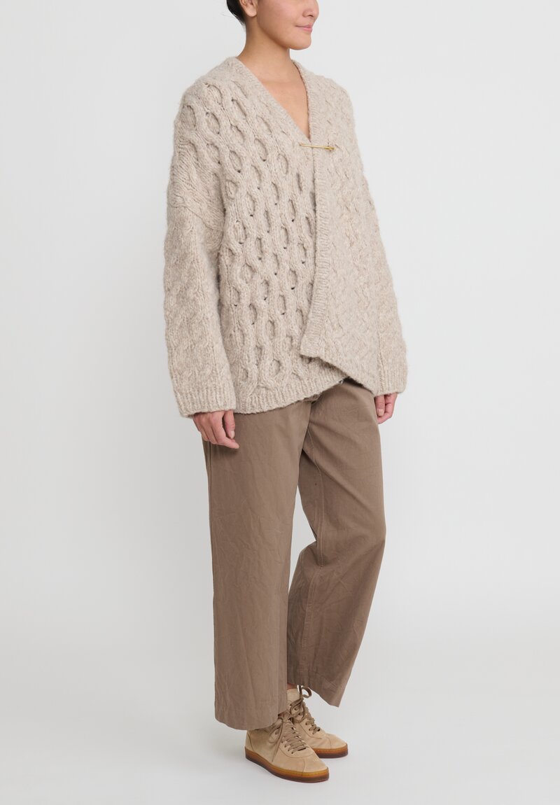 Lauren Manoogian Hand-Knit Aran Cardigan in Aspen Tan | Santa Fe