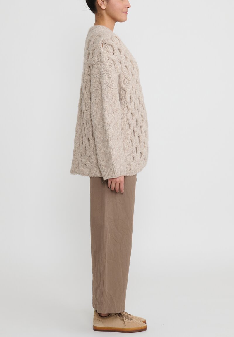 Lauren Manoogian Hand-Knit Aran Cardigan in Aspen Tan | Santa Fe