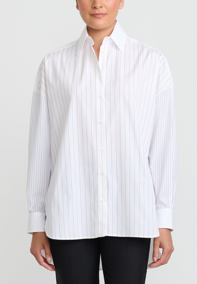 Antonelli Cotton Pinstripe ''Aperol'' Shirt in White, Blue and Red	