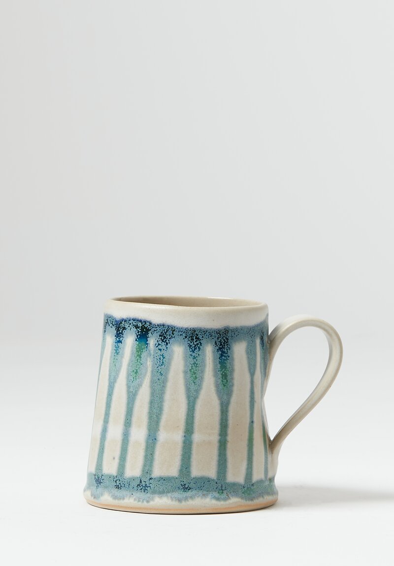 Laurie Goldstein Medium Ceramic Patterned Mug White/Green Stripes	