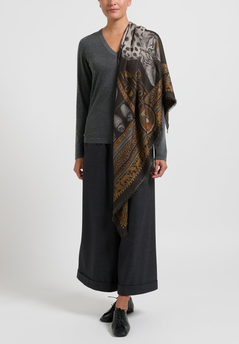 Sabina Savage Wool and Silk ''Bastet's Bounty'' Scarf in Onyx Brown ...