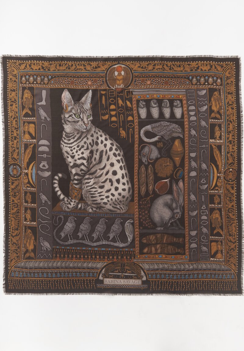 Sabina Savage Wool and Silk ''Bastet's Bounty'' Scarf in Onyx Brown ...