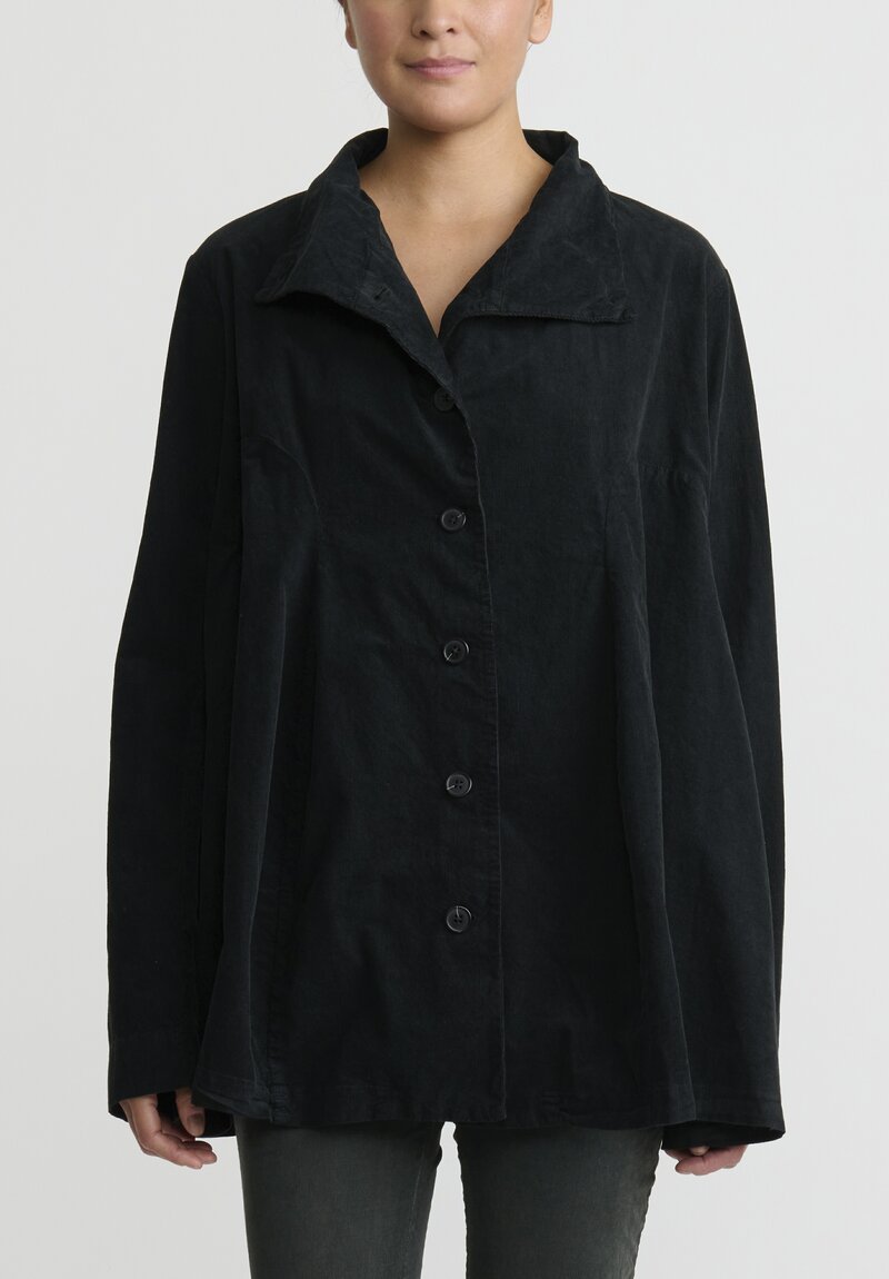 Rundholz Black Label Cotton Corduroy A-Line Jacket in Black