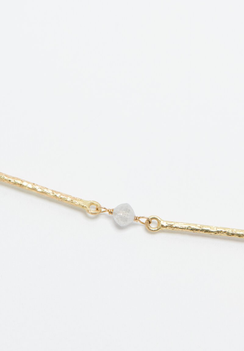 Yasuko Azuma 18k, Textured Bar Necklace with Grey Diamonds in Gold & Grey	