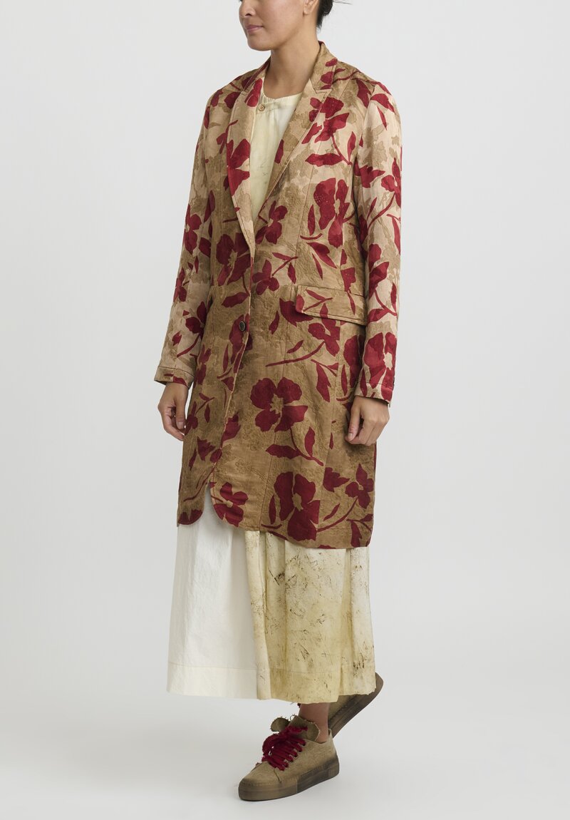 Uma Wang Jacquard ''Katia'' Jacket in Red & Tan	