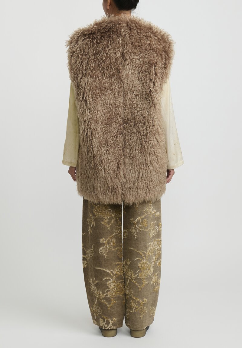 Uma Wang Wool Eco Fur ''Kepi'' Vest in Natural Tan	