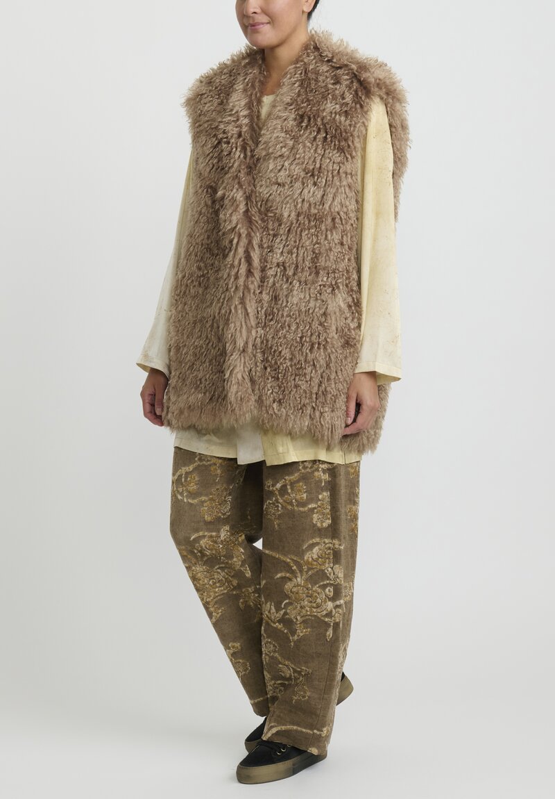 Uma Wang Wool Eco Fur ''Kepi'' Vest in Natural Tan	