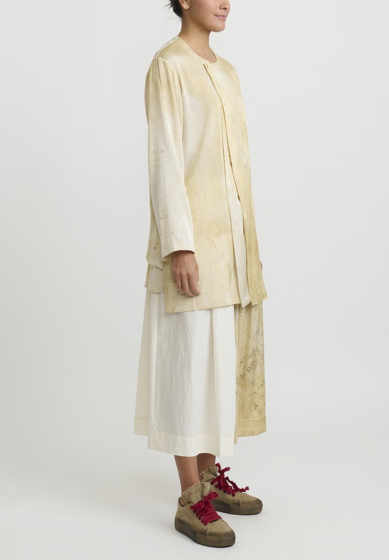 Uma Wang Silk ''Tamale'' Tunic in White & Tan	
