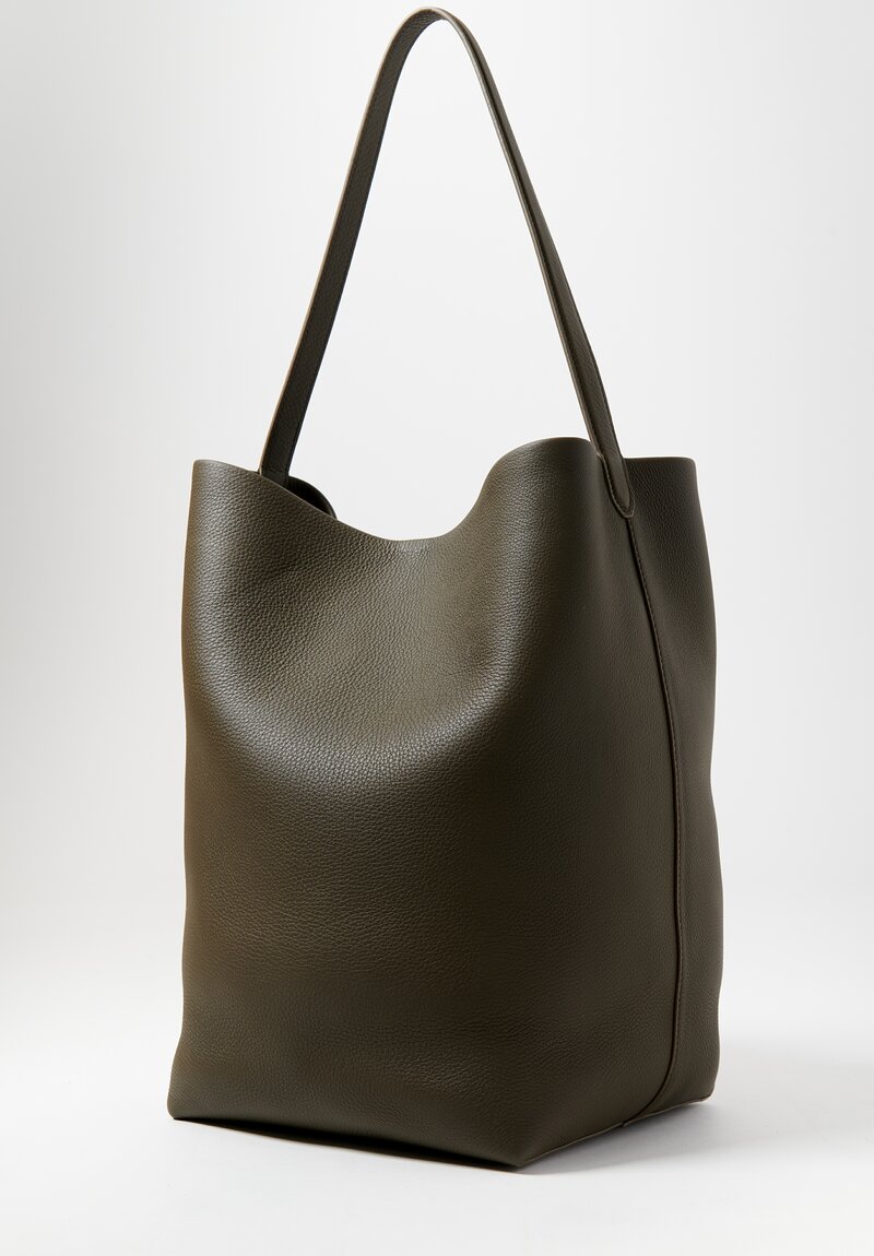 The Row Large Suede ''North/South'' Park Tote in Sea Moss Green