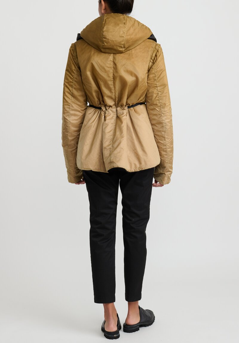 Masnada Reversible Ripstop Recycled Down ''Corto'' Lam Jacket in Black & Mustard Brown	