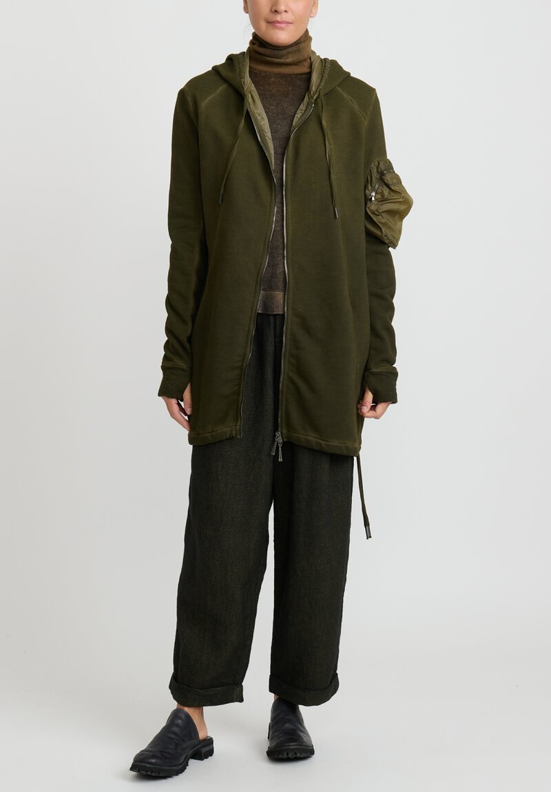 Masnada Cotton and Ripstop Hooded Felted Jacket in Moss Green	