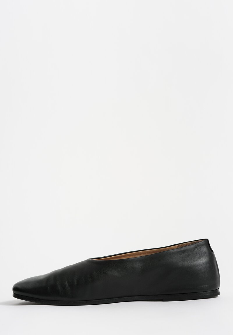 Marsèll Leather Coltellaccio Ballerina Flat in Nero Black