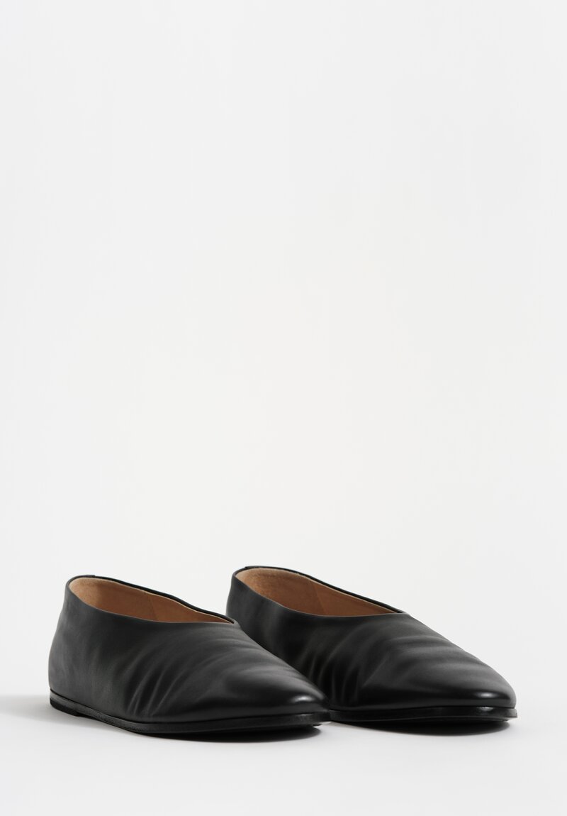 Marsèll Leather Coltellaccio Ballerina Flat in Nero Black