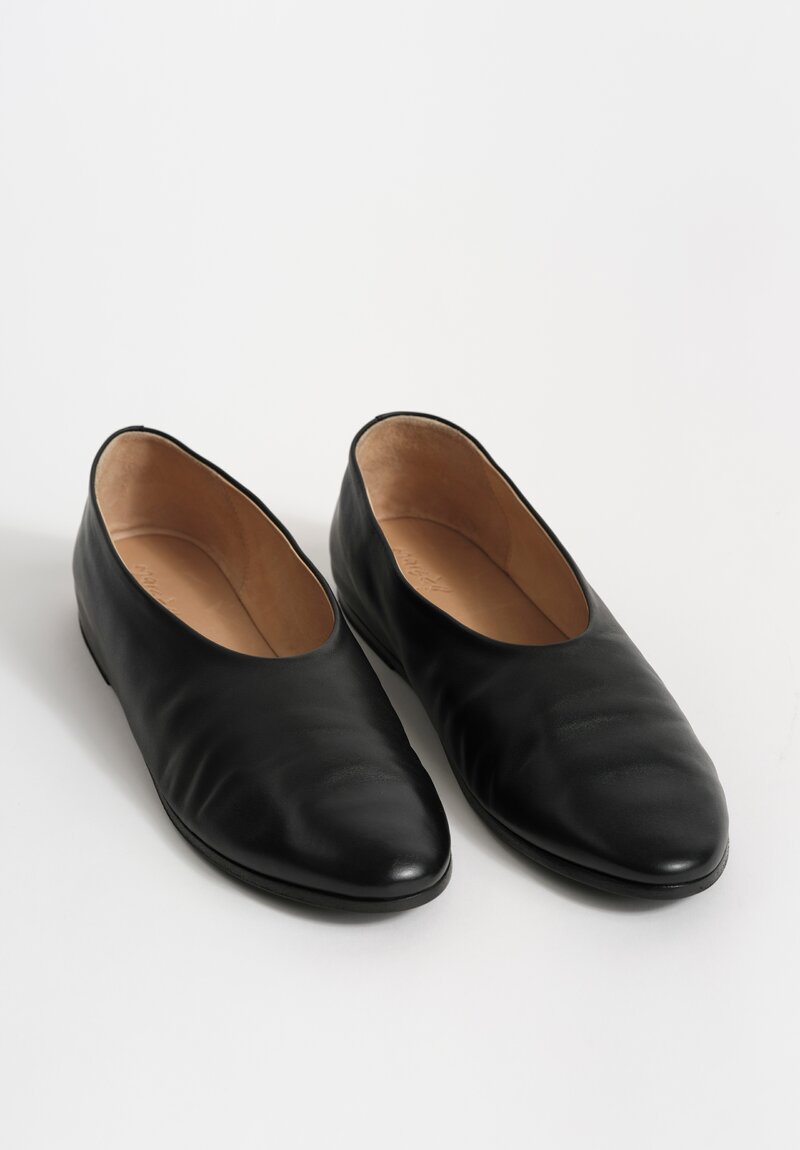 Marsèll Leather Coltellaccio Ballerina Flat in Nero Black