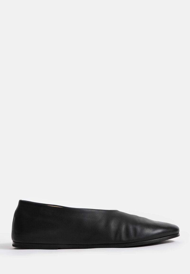 Marsèll Leather Coltellaccio Ballerina Flat in Nero Black