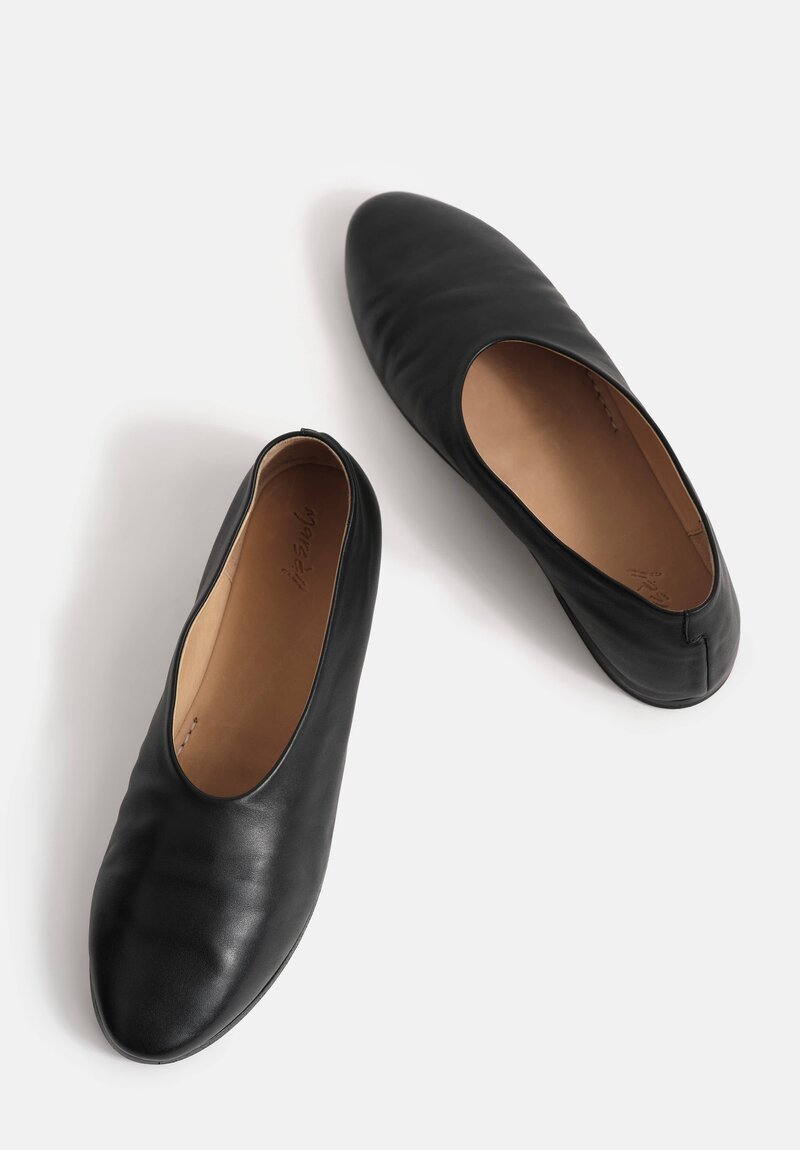 Marsèll Leather Coltellaccio Ballerina Flat in Nero Black